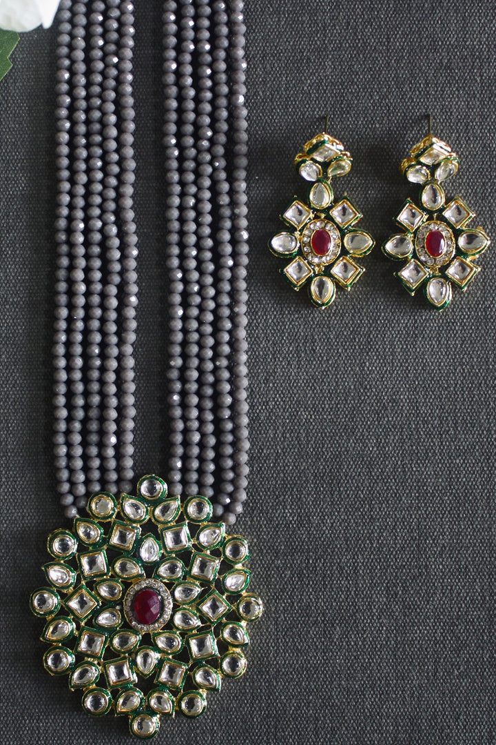 Enchanting Kundan Grey Ensemble