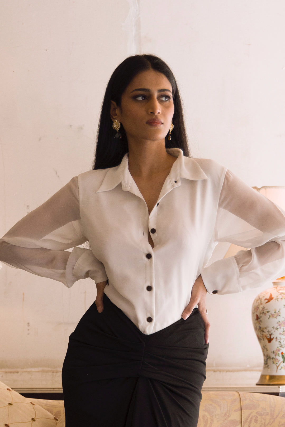 Black draped skirt